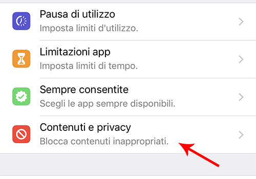 contenuti e privacy iphone