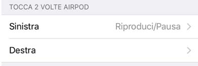 modifica doppio tocco airpods