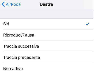 personalizzazione doppio tocco airpods