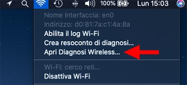 apri diagnosi wireless mac
