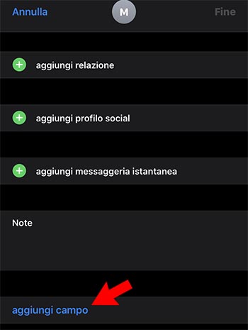 soprannome rubrica iphone