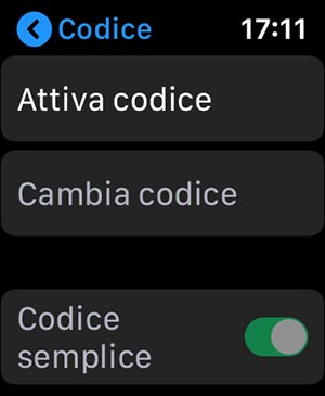 codice blocco apple watch