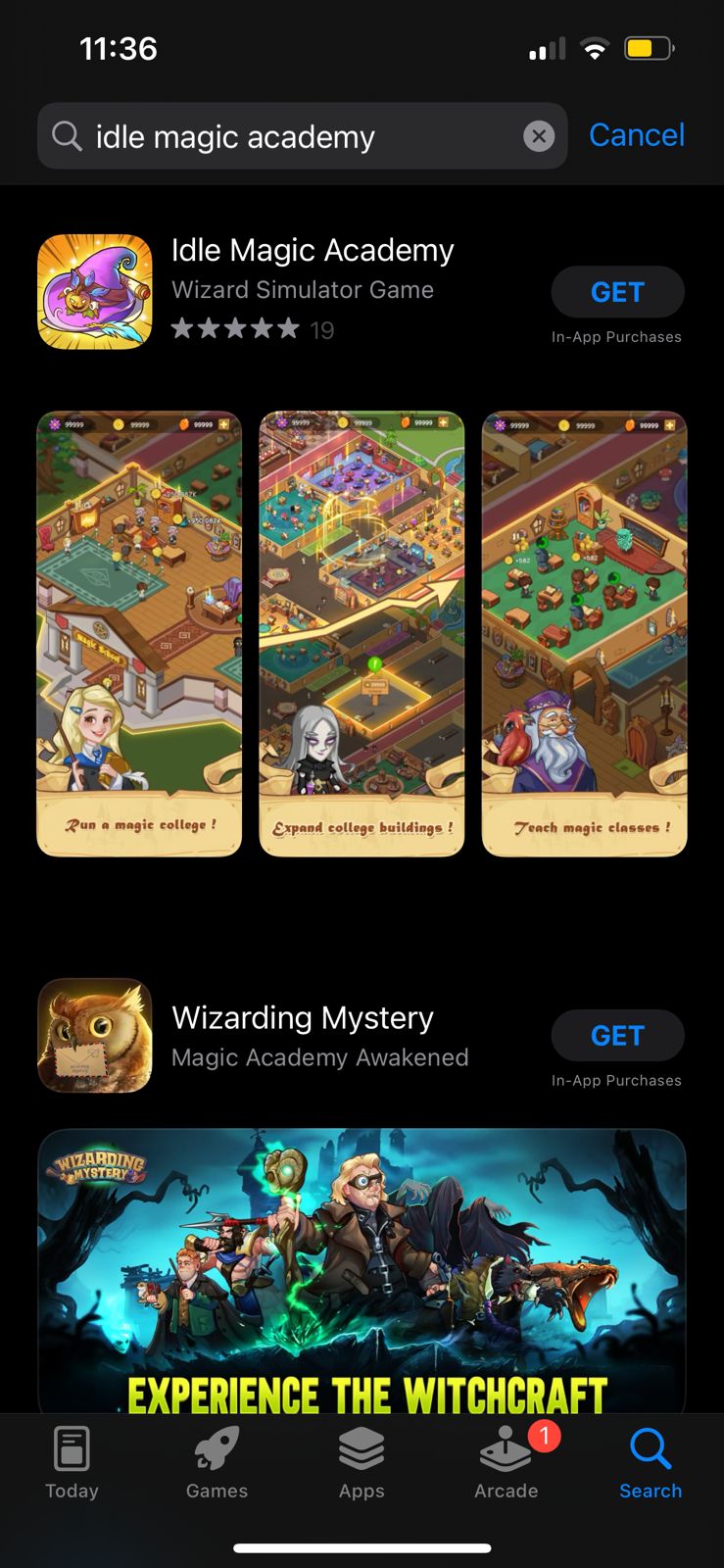 Idle Magic Academy sull'app store