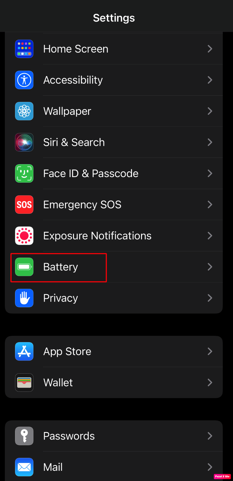 choose battery option