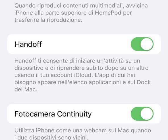 Come usare funzione Handoff (Continuità) di Apple